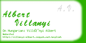 albert villanyi business card